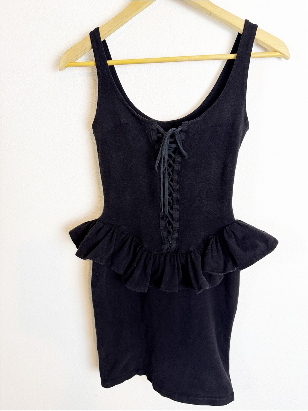 Vintage 80’s Betsey Johnson Punk Label Peplum Lace up Mini dress 4-6